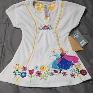 Disney White Swimsuit Coverup with Colorful Floral Embroidery